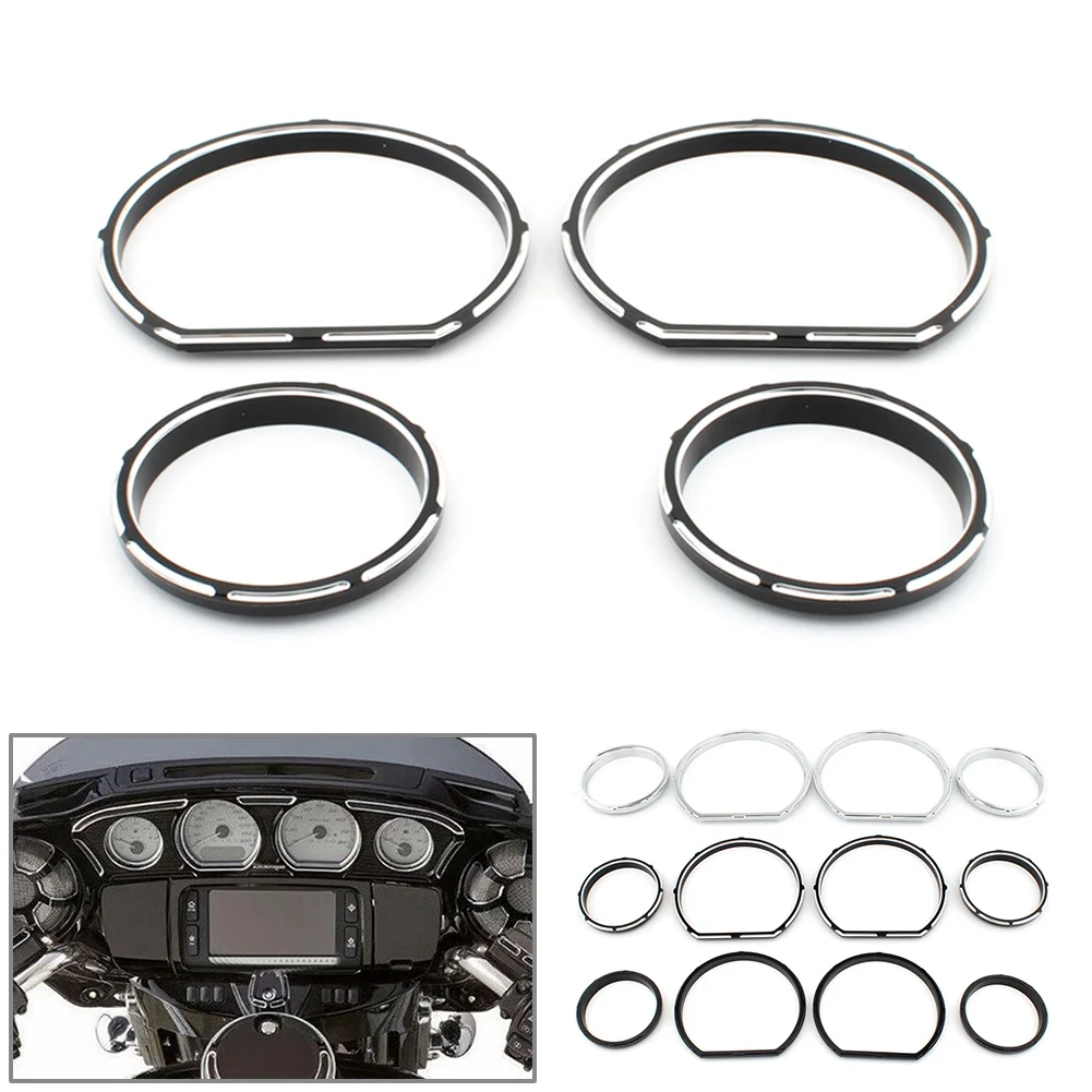 

4Pcs Motorcycle Instrument Board Gauge Bezel Kit For Harley Davidson Touring Electra Street Glide 2014-2023