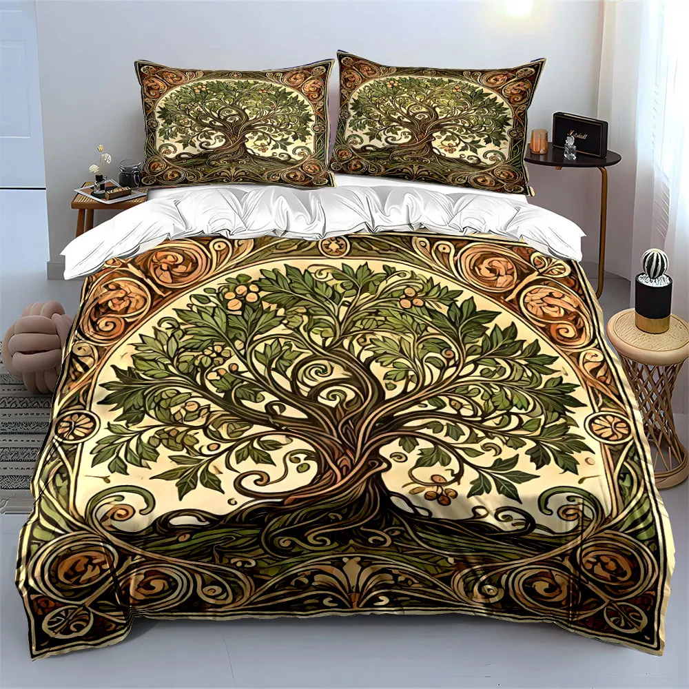 Vintage Tree Artwork Decoration Set Soft Skin-Friendly Bedding Set Includes 1 Duvet Cover And 2 Pillowcase, Gift