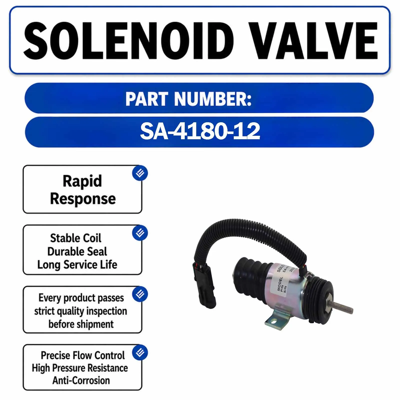 12V Fuel Shutoff Solenoid 420-35448 For Mustang Gehl Skid Steer 930A