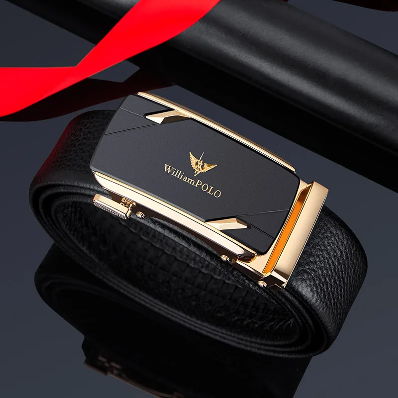 

Men's leather alloy automatic buckle men's simple new style light luxury business pure cowhide belt for men