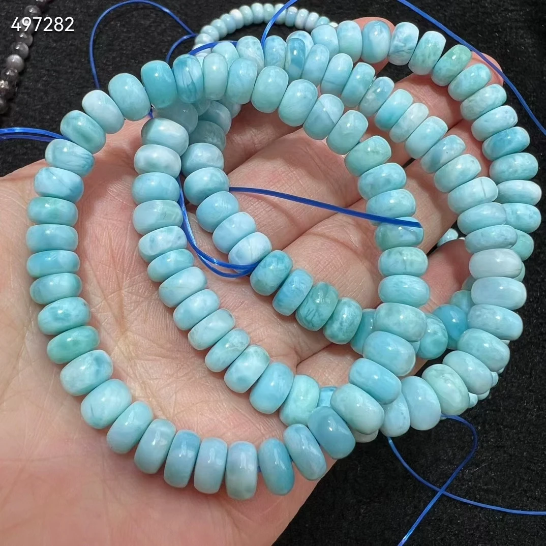 

Natural Blue Larimar Abacus Beads Bracelet Blue Larimar Bracelet 8.5mm Woman Men Fashion Jewelry AAAAAA