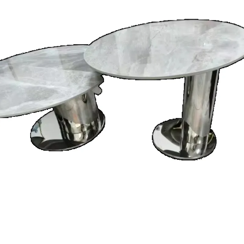 Minimalist Home Decoration Side Table for Living Room Furniture Oval Shape Irregular Marble Top Coffee Tea Table