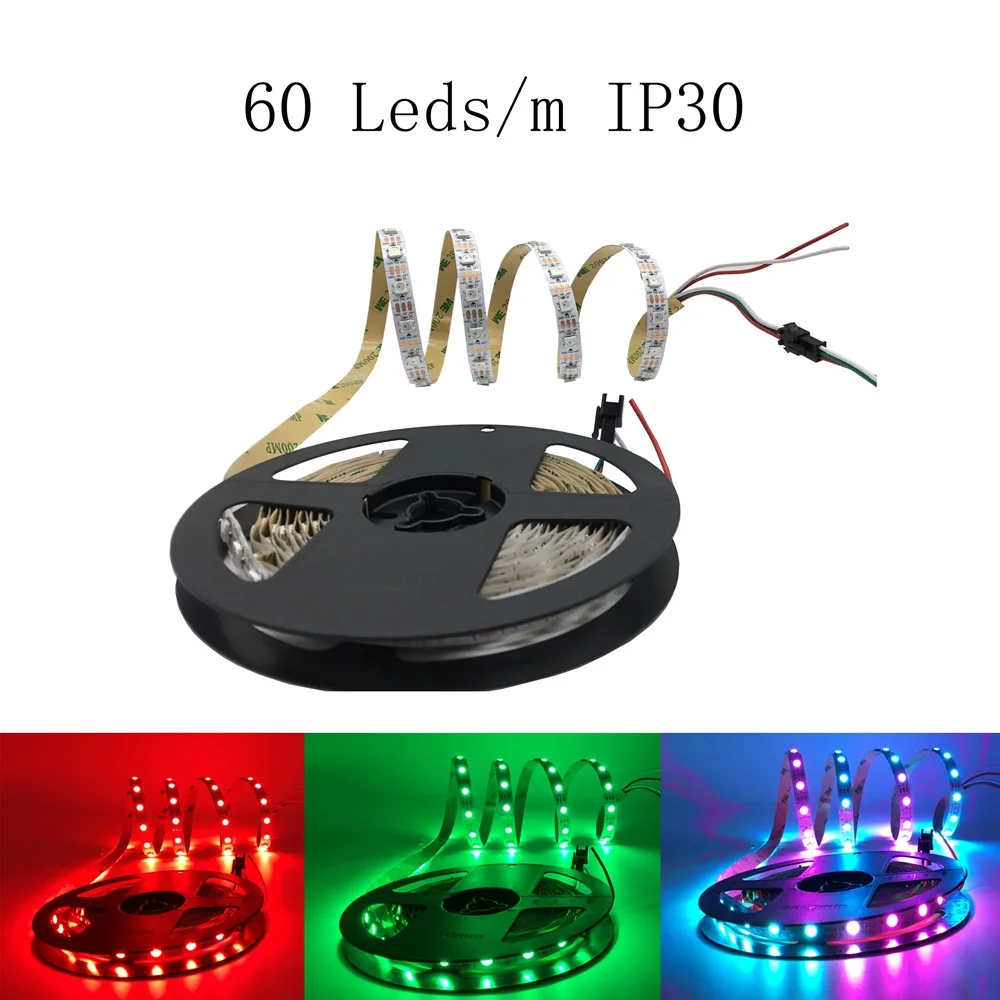 5m WS2812B LED-Leuchten WS2812 RGB LED-Streifen Individuell Adressierbare LED-Lichtleiste Schwarz-Weiß PCB IP30 65 67 5V – Detail 16