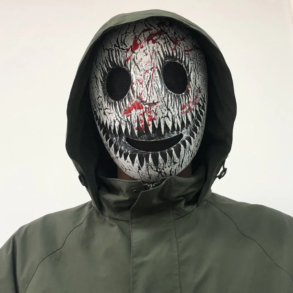 Horror weiße Lächeln Maske mit Blutspritzer Cosplay gruseliger Schädel verdicken Kunststoffmasken Halloween Party Kostüm Requisite hohe Qualität