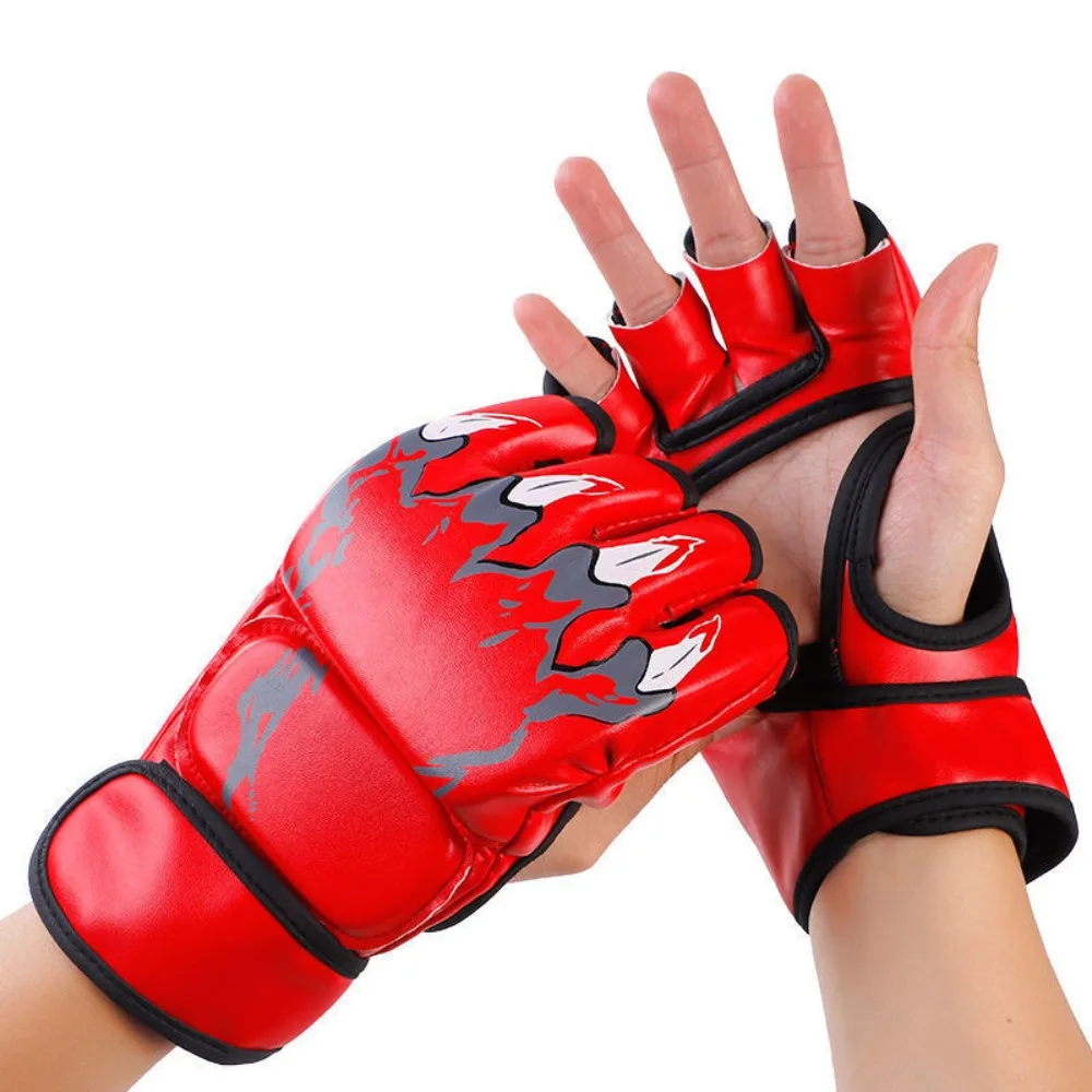 

Professional Boxing Gloves Half Finger Wear Resistant Fighting Gloves Thicken Padding Punching Gloves Sanda Practice