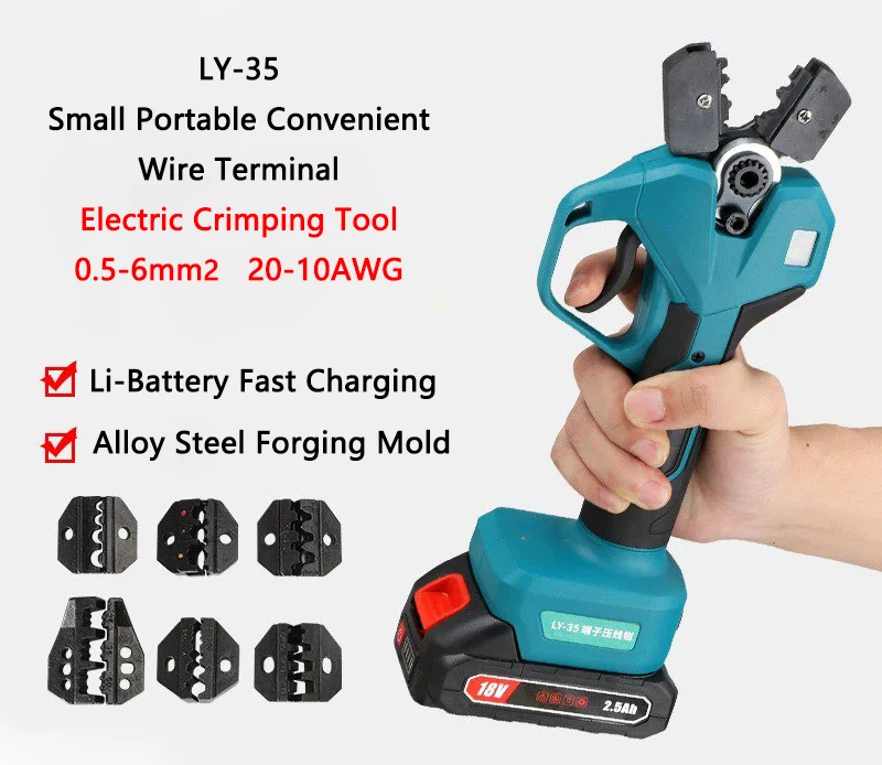 

Small Portable Electric Hydraulic Wire Terminal Crimping Tools 0.5-6mm2 Insulated Tube Type Bare Terminal Crimping Pliers