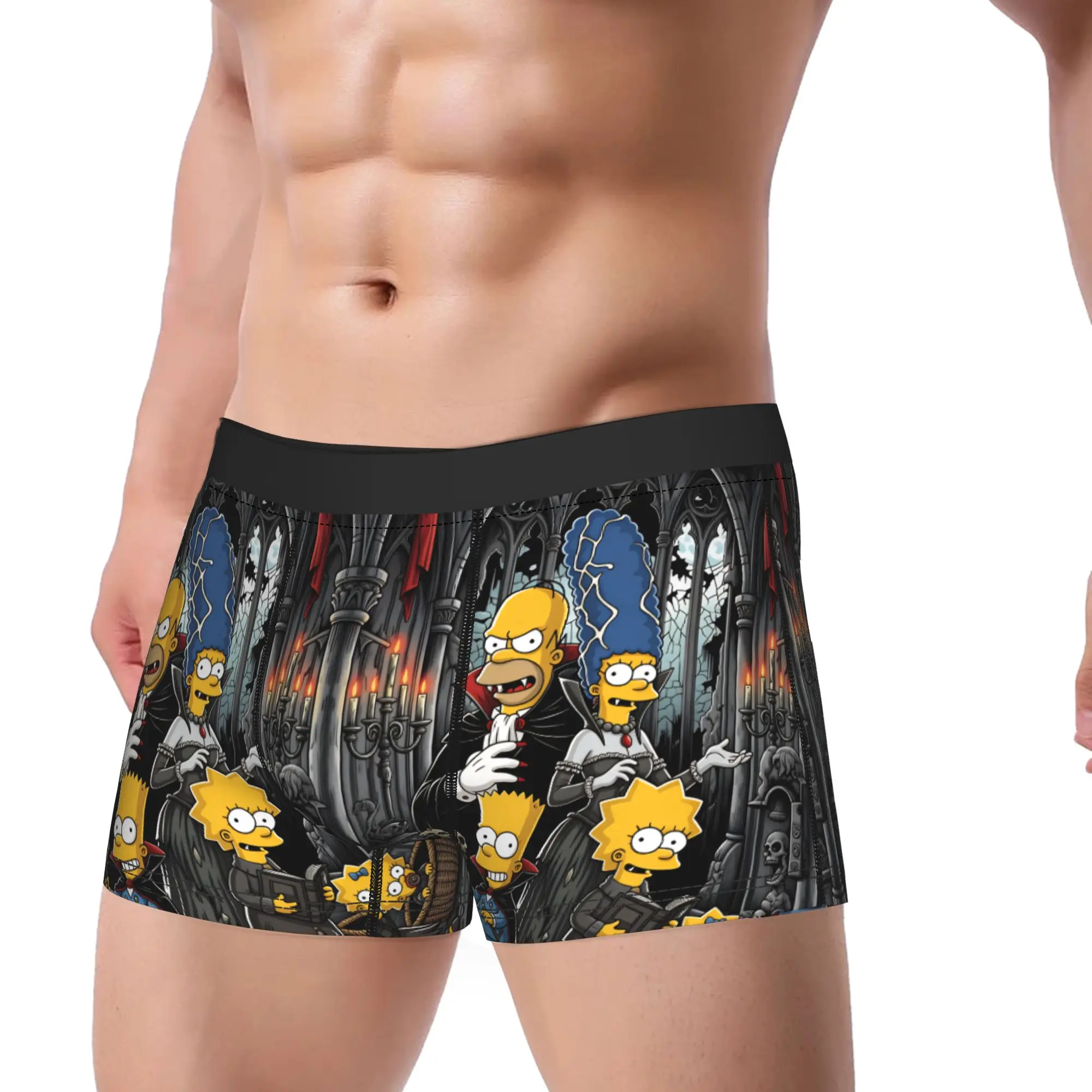 S-Simpsons Vampire Family Gothic Halloween Underwear  Custom Trunk High Quality Men's Panties Classic Shorts Briefs Gift