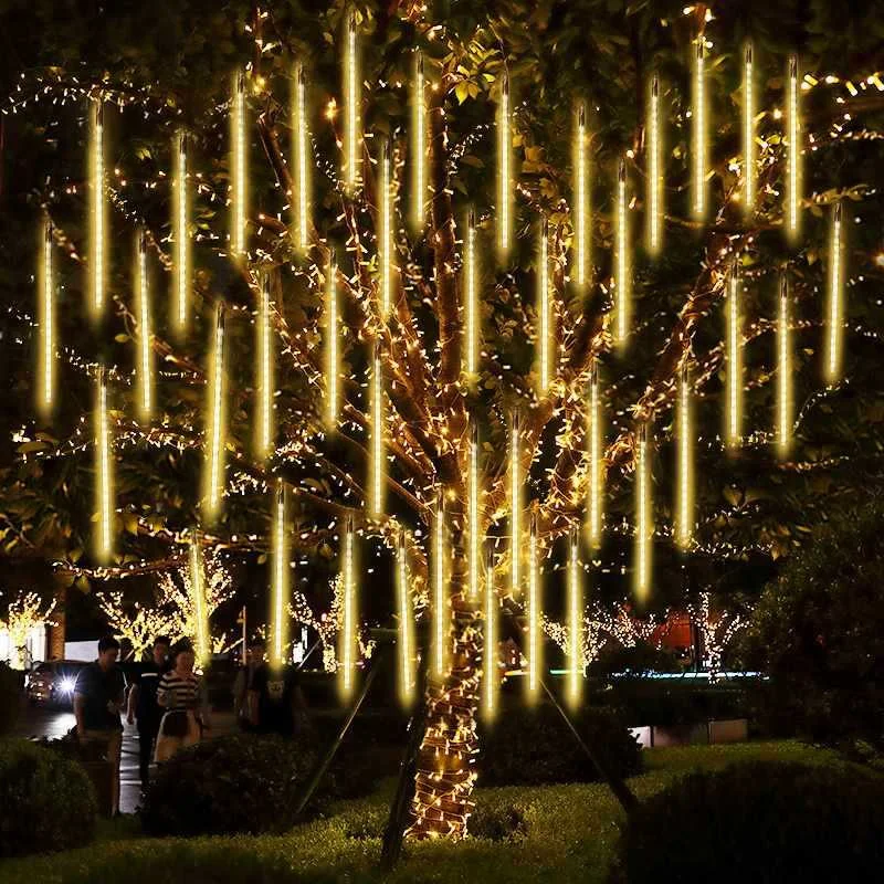 Chuveiro de meteoros USB Plug LED String Lights Guirlandas de rua Decorações de festa para Natal