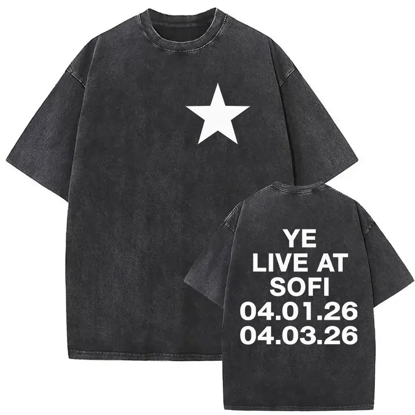 Bully Bully Kanye West Ye Live At Sofi Album 2026 Vintage Washed T Shirt Men Women High Quality Fashion Oversized Cotton T-shirt