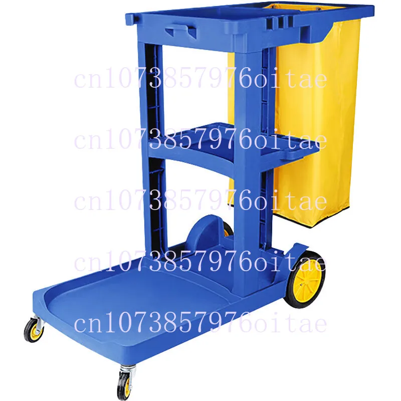 

Manufacturer Plastic Flat Cart Hotel Room Service Cart Folding Housekeeping Janitor Cleaning Trolley Equipment for Hotel