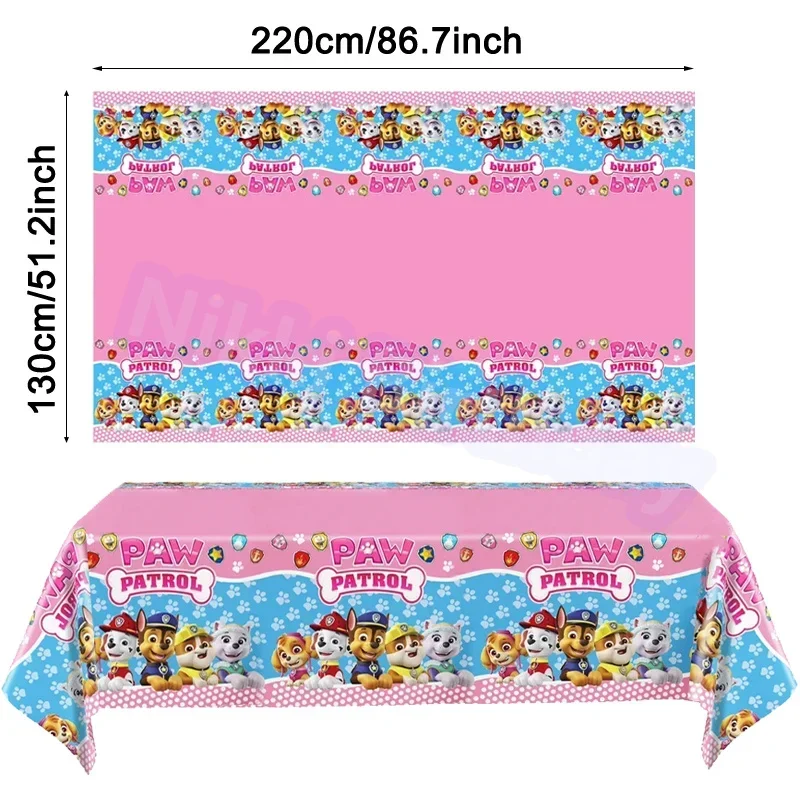 Tablecloth Paw Patrol Birthday Cartoon Dog Party Decorations Disposable Tableware Waterproof Table Cover Baby Shower Supplies