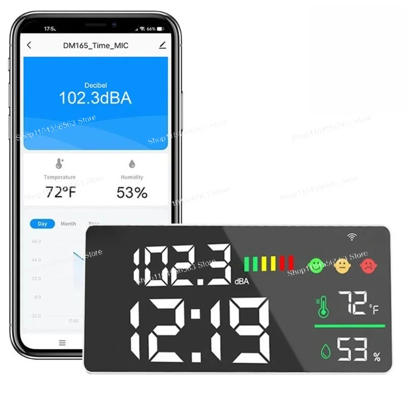 5In1WiFi Air Quality DetectorScreen CO2 Monitor Sound Level Noise Tester Indoor Home Hospital Environment Testing Device