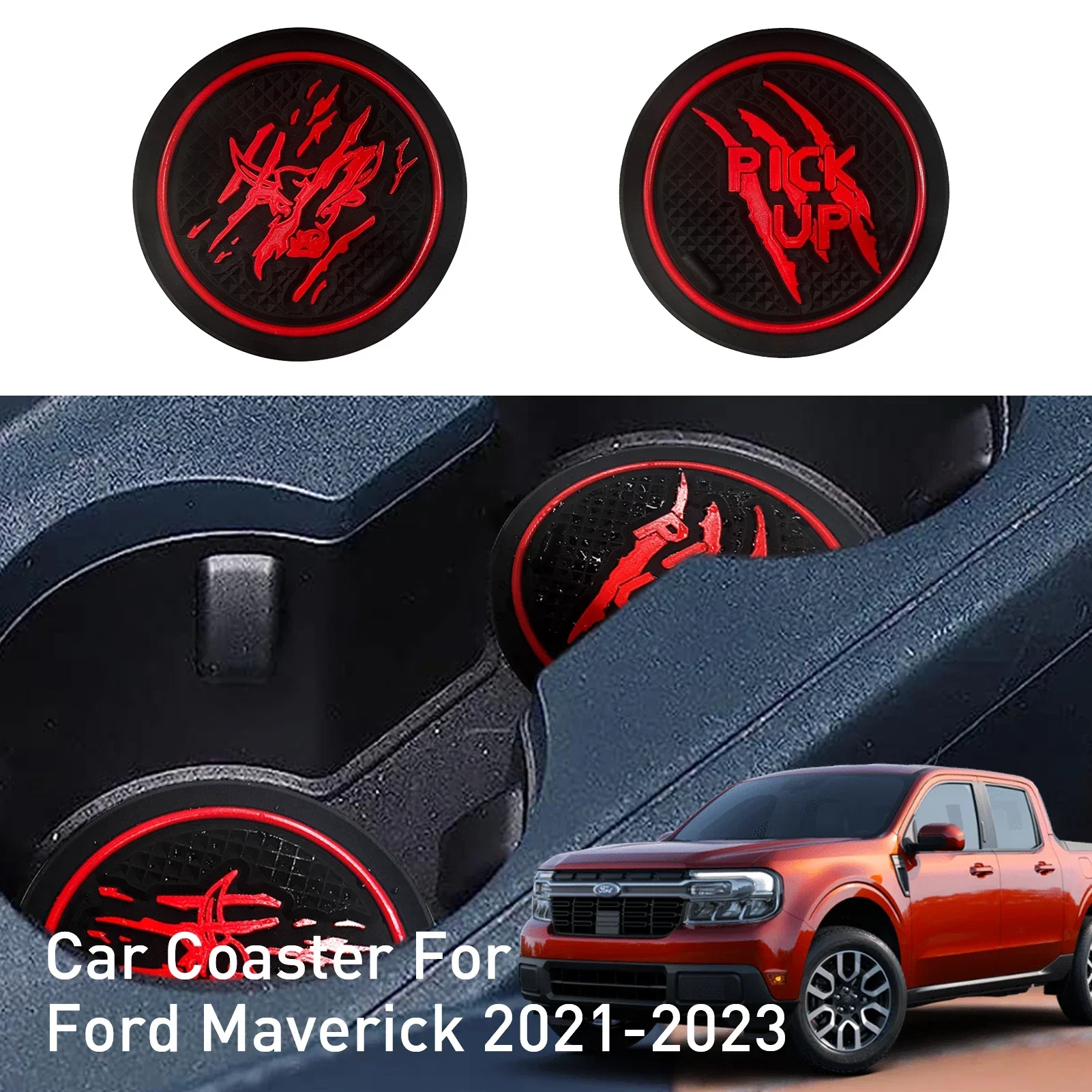 

Car Cup Coaster Slot Pad for 2021-2023 Ford Maverisk Anti-Slip Mat Pocket Mat Interior Cup Holder Pad