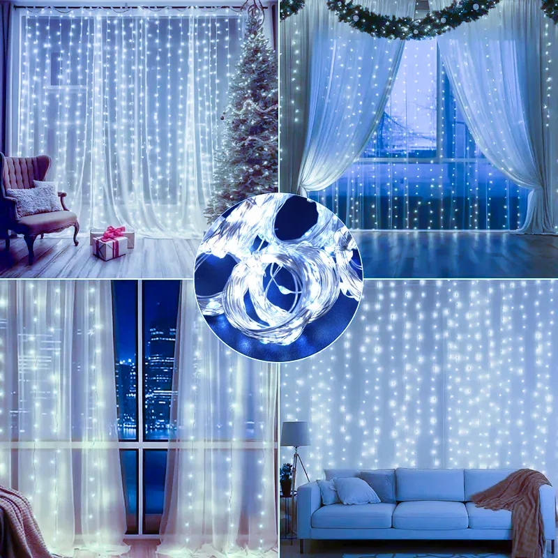 3/4/6 متر USB LED الستائر اكليل مصباح ليد أكاليل أضواء عيد الميلاد زينة عيد الميلاد سلسلة أضواء السنة الجديدة شارع جارلاند
