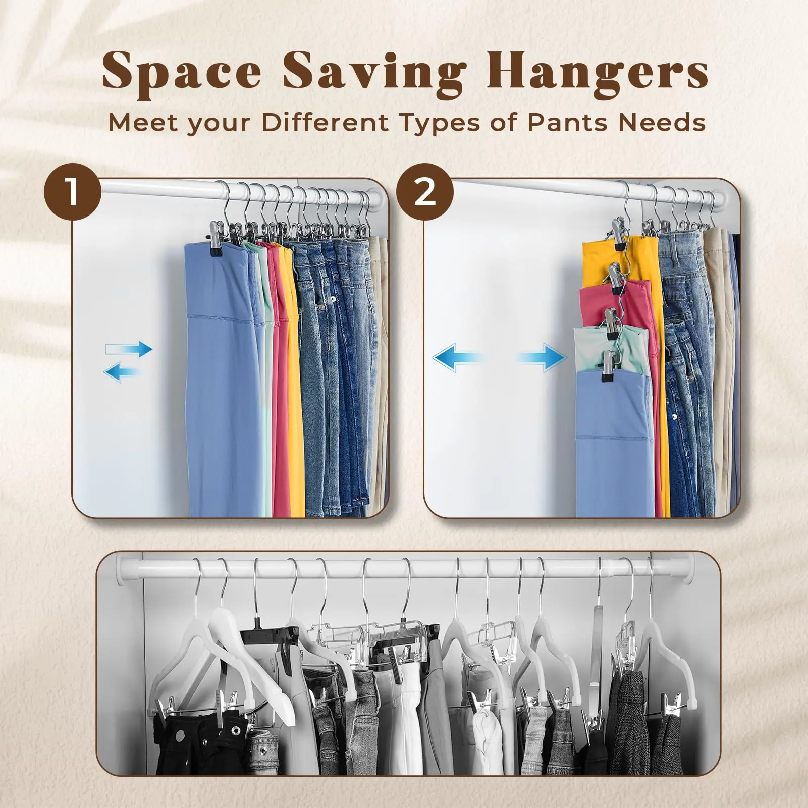 Pant Hangers with Clips Leggings Hangers for Closet Shorts Hangers with Clips Clothes Hangers with Clips Skirt Hangers for Women