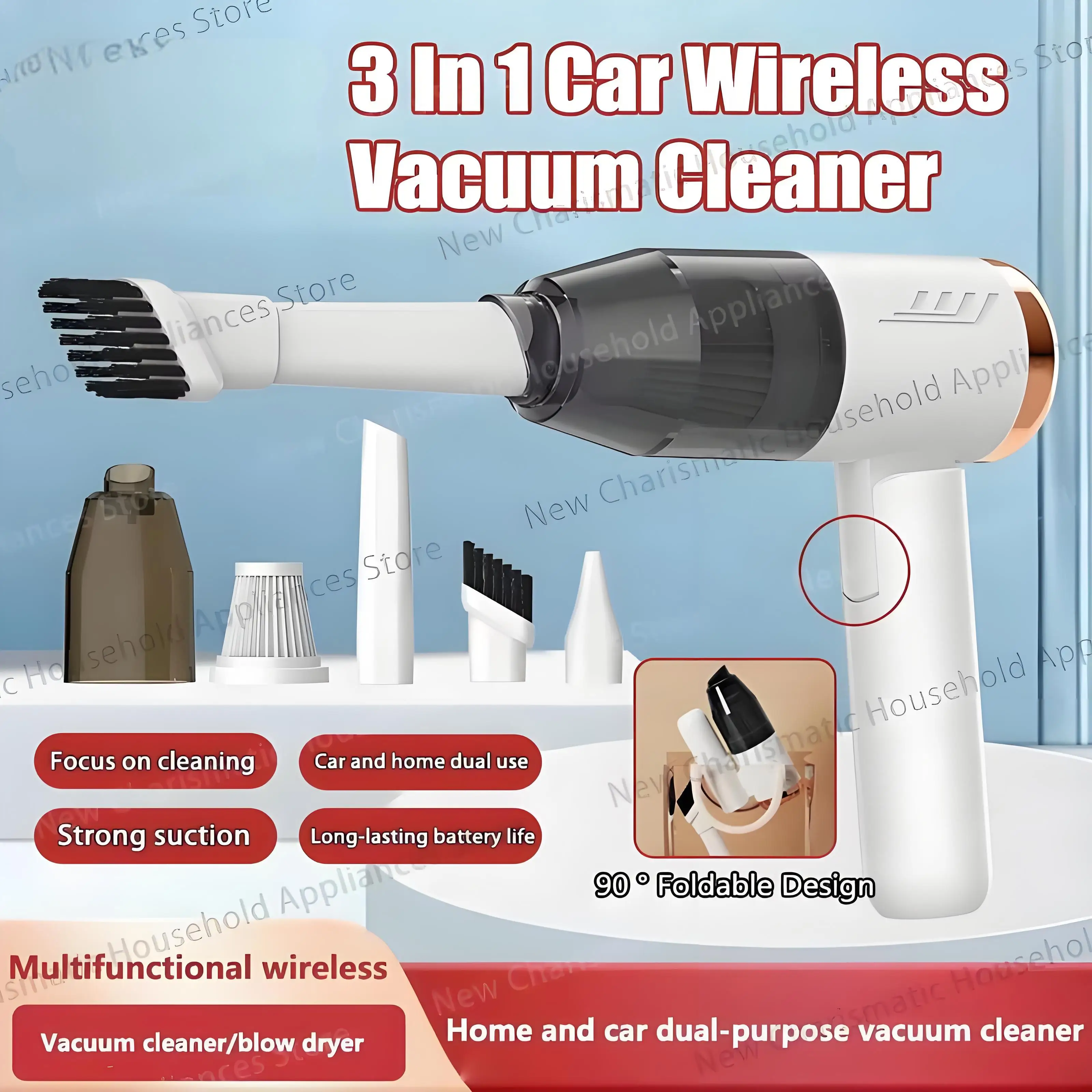 

Новый автомобильный пылесос 3 в 1, беспроводная зарядка, автомобильный домашний пылесос с высокой мощностью всасывания, супер маленький ручной пылесос, складной новый