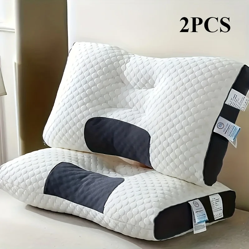 2pcs Massage Neck Pillows Adjustable Ergonomic Orthopedic Contour Support,High-Quality Pillow Core With Removable Zippered Cover