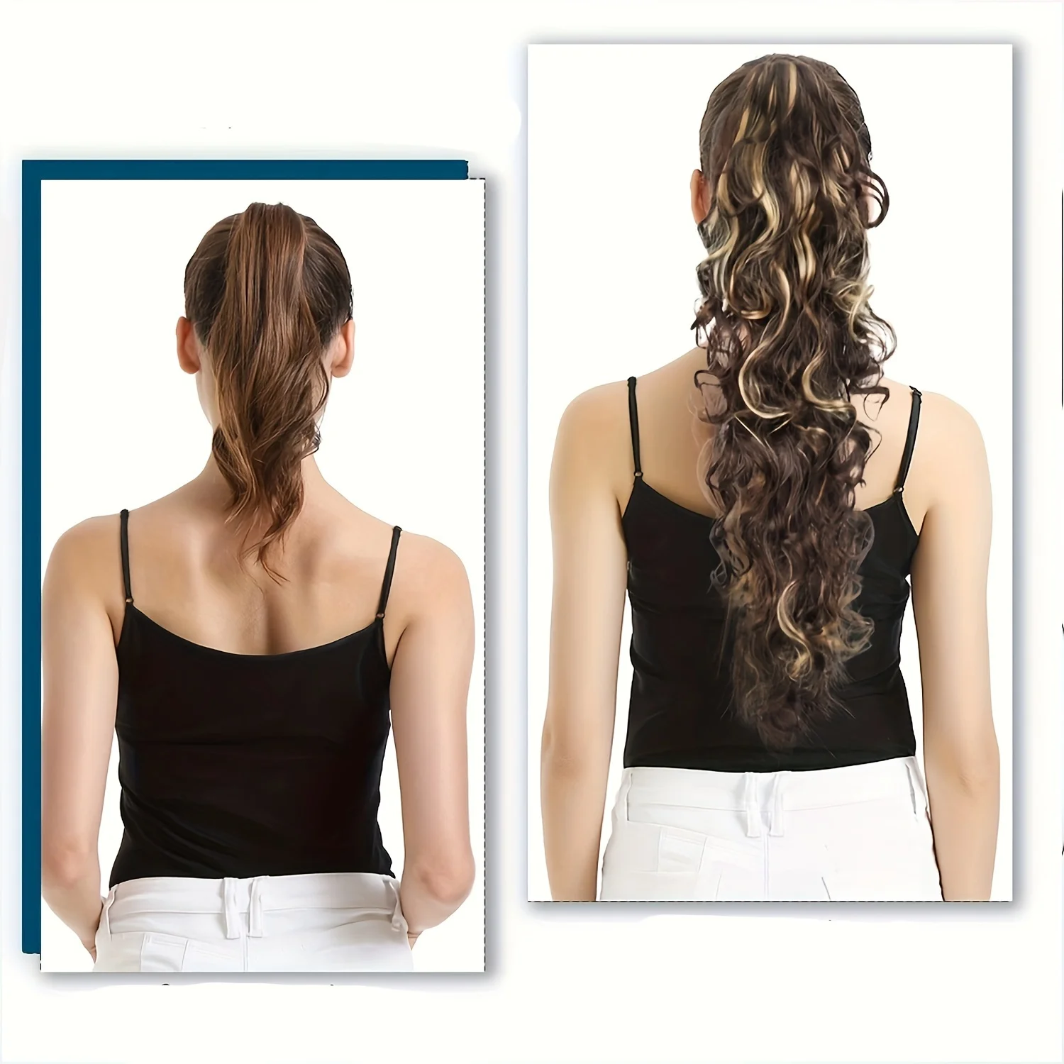 Claw Clip in Ponytail Extension 24 Inch Long Curly Wavy Pony Tail Natural Soft Synthetic Hairpiece for Women Daily Use