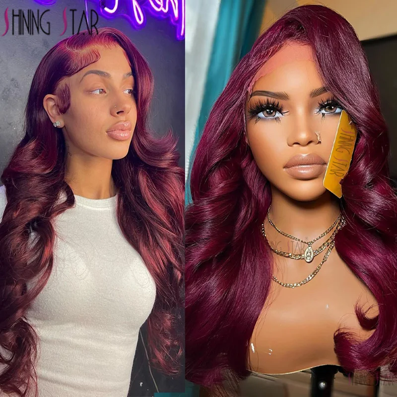 Red Burgundy 99J Body Wave Wig 13X4 Hd Lace Front Human Hair Wigs Brazilian Lace Frontal Wig For Black Women Colored Lace Wigs