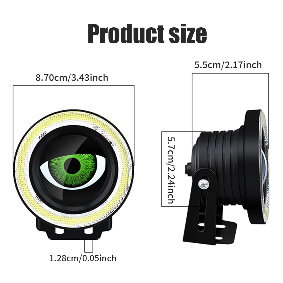 Car Fog Light,3.5 InchDevil Eyes Lens Halo Ring 3D Lens Dynamic RGB 32 82 Modes Auto Headlight Decorative Light Modified Parts.