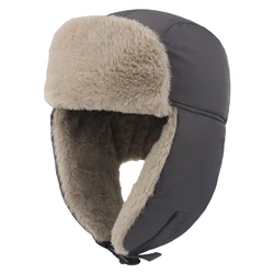 Connectyle New Chunky Warm Trapper Hat For Men Women Winter Russian Hats Thick Plush Lined Waterproof Ushanka Hunting Skiing Cap