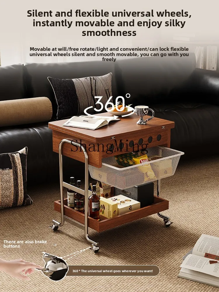 CL abnehmbarer Couchtisch, multifunktionaler Aufbewahrungswagen, Haushaltsrad, klappbarer Kantentisch