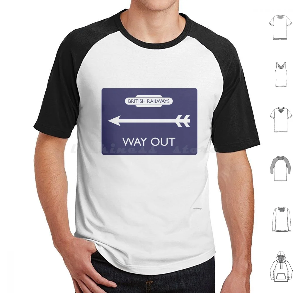Way Out Railway Sign British Rail Totem T Shirt Big Size 100% Cotton Way Out Railway Sign Totem Hotdog Regions Trains