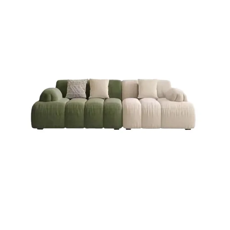 

Straight row fabric cream wind technology cloth sofa, Nordic small apartment living room single double three simple cloth sofa