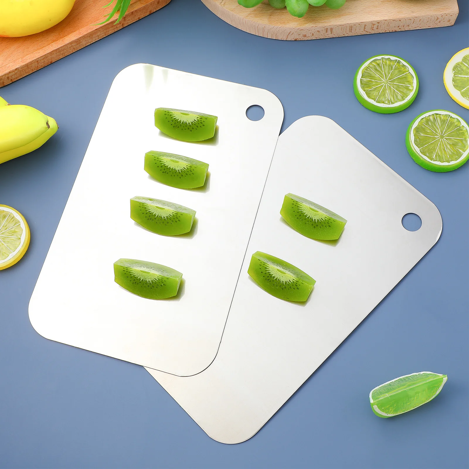 

Stainless Steel Cutting Board 15X24X0.2Cm Reversible Dishwasher Safe Kitchen Chopping Block For Fruit Vegetable Prep Rustproof