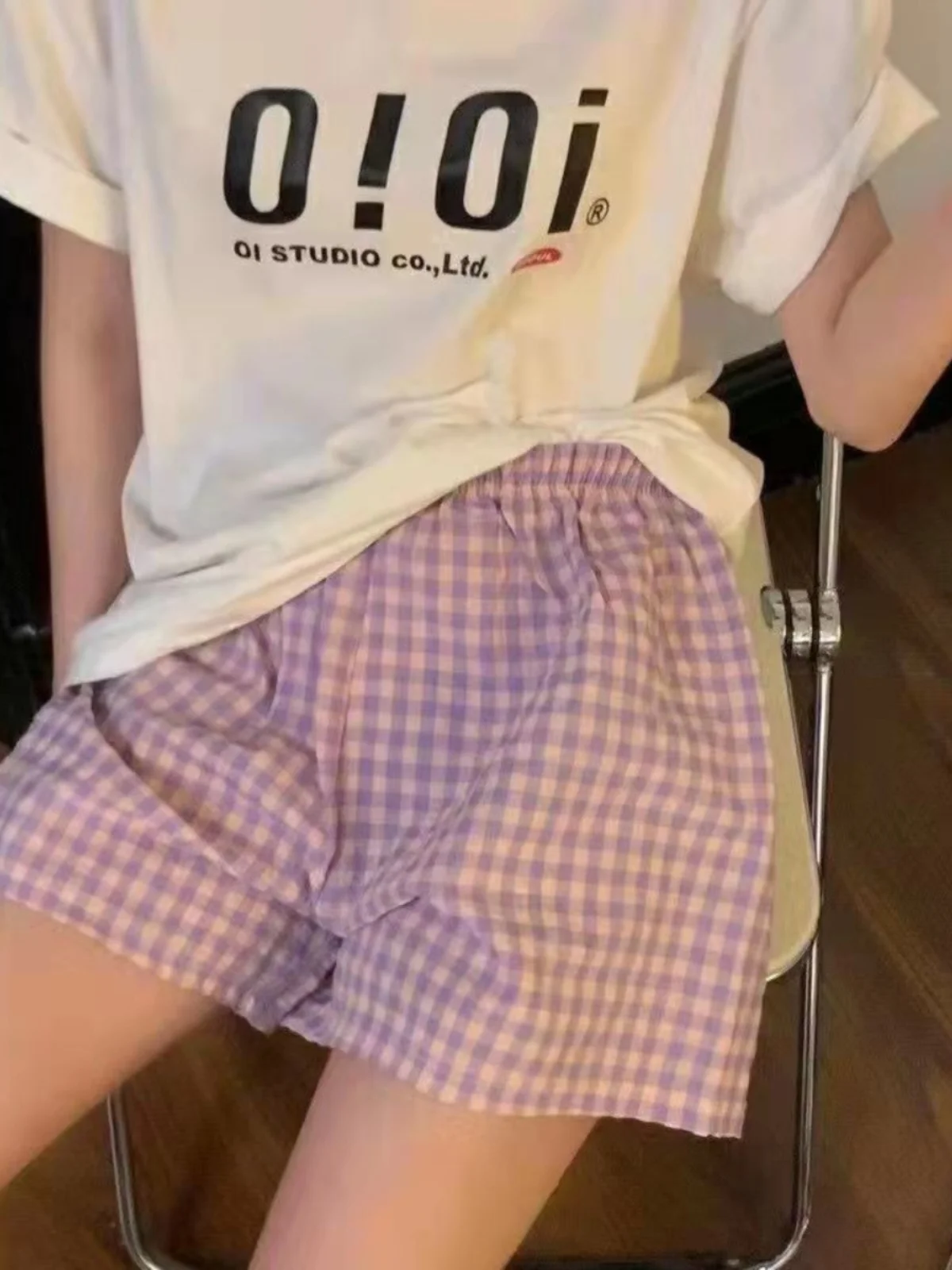 Frauen Spor Sommer Lose Beiläufige Plaid Breite Bein Hosen Bequeme Hause Spwear Hohe Taille ort orts Oberbekleidung