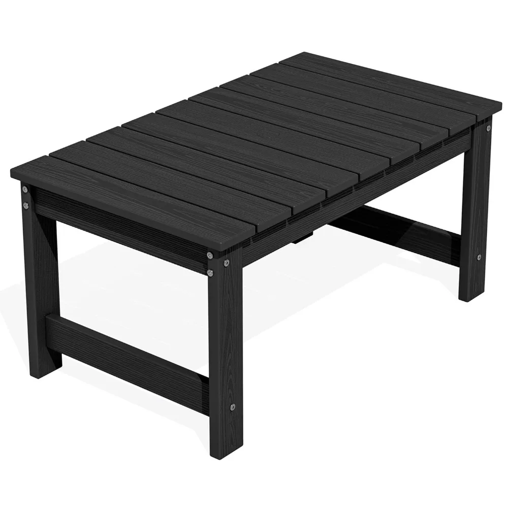 

Outdoor Coffee Table, HDPE Patio Coffee Table for Outside, Rectangle, Black, Customized