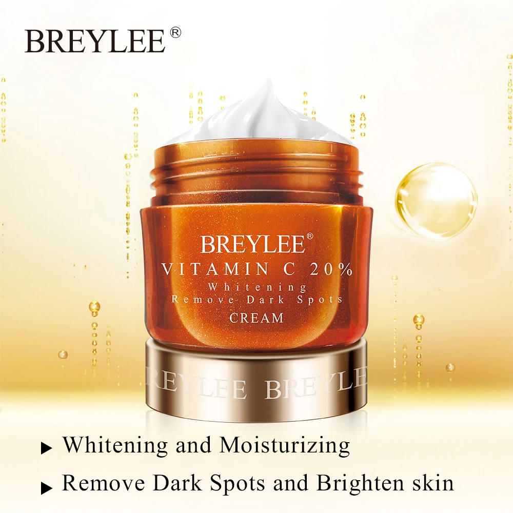 BREYLEE Vitamin C Whitening Facial Cream 20% VC Fade Freckles Remove Dark Spots Melanin Remover Skin Brightening Cream 5PCS