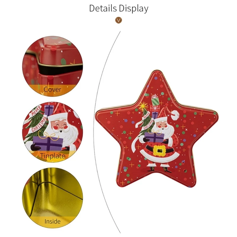 Holiday Themed Star Tin Candy Storage Box For Home And Office Use Dropship