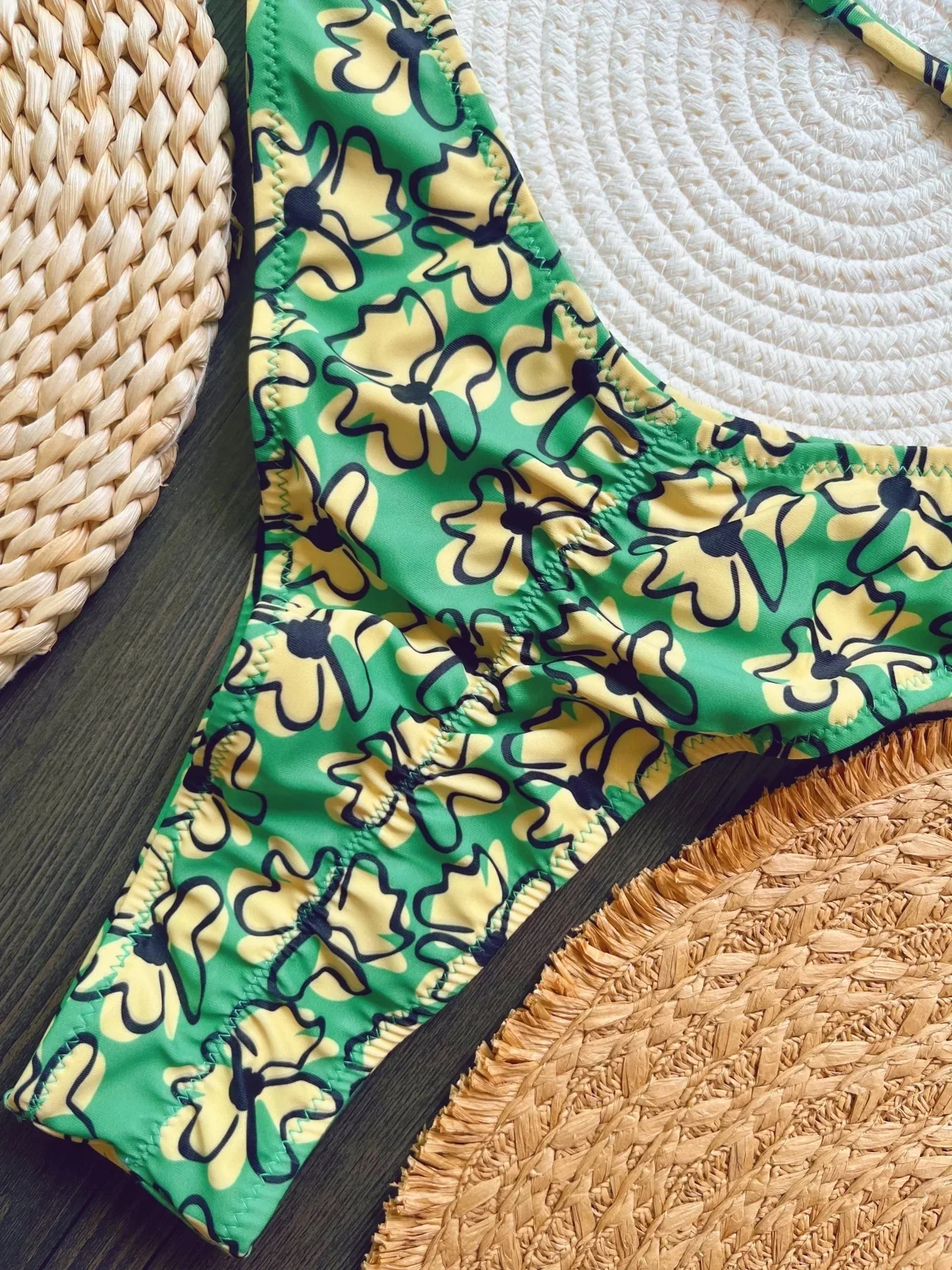 RUOTONSEPT New Sexy Botany Print Bikinis Set Women's Swimsuit Two-piece Triangle Halter Swimwear Bathing Suit Brazilian Biquinis