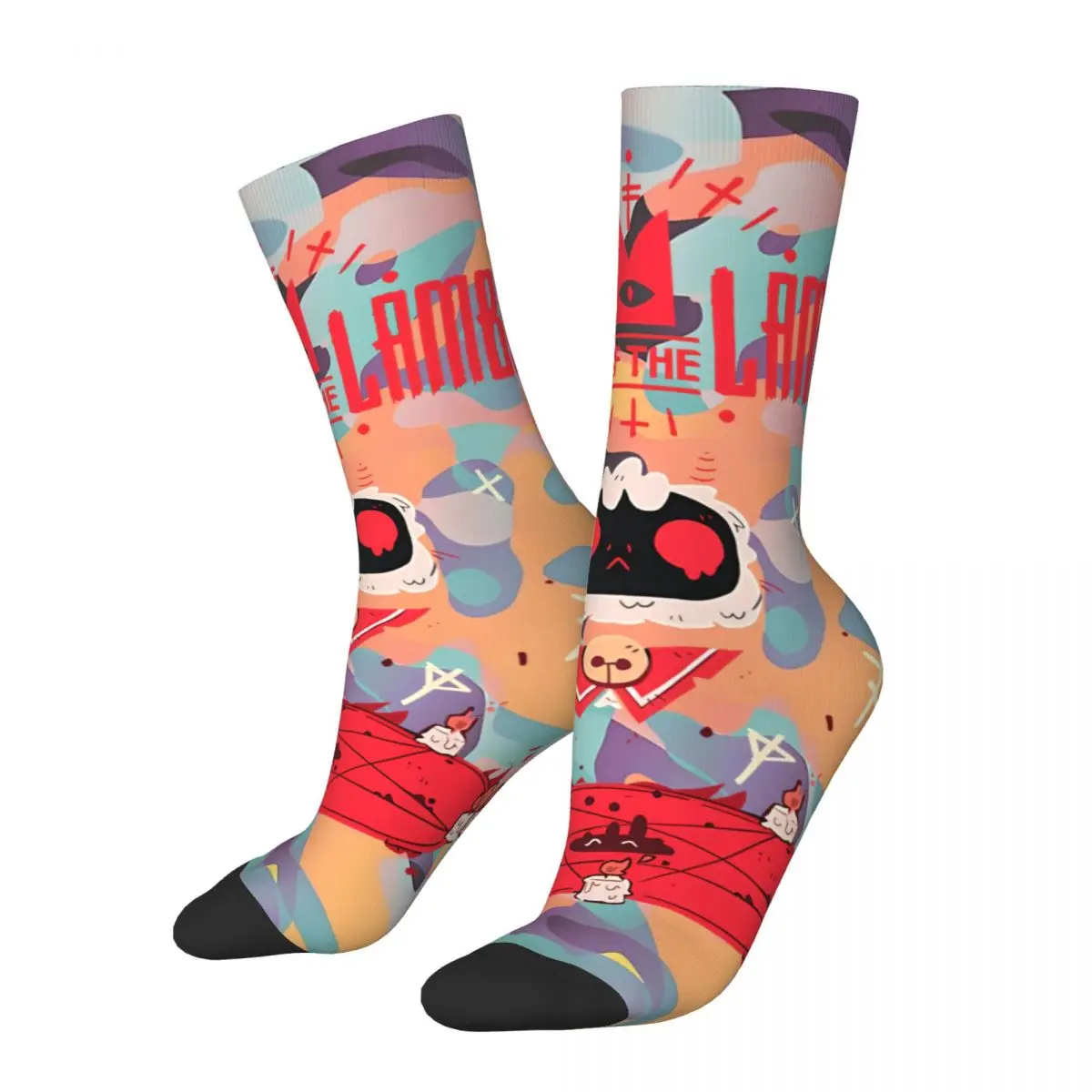 Cool Men's Socks Vintage Harajuku C-Cult of The Lamb Goat Street Style Novelty Seamless Crew Sock