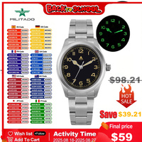 Militado ML08 Military Watch VH31 Quartz Movement Double Sapphire Crystal C3 BGW9 Luminous 10Bar Waterproof 38mm Vintage Watch