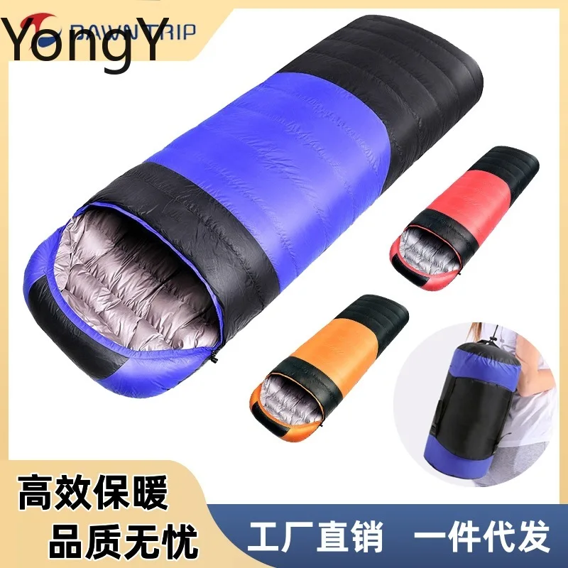 Down sleeping bag envelope machine washable extra thick warm travel sleeping bag