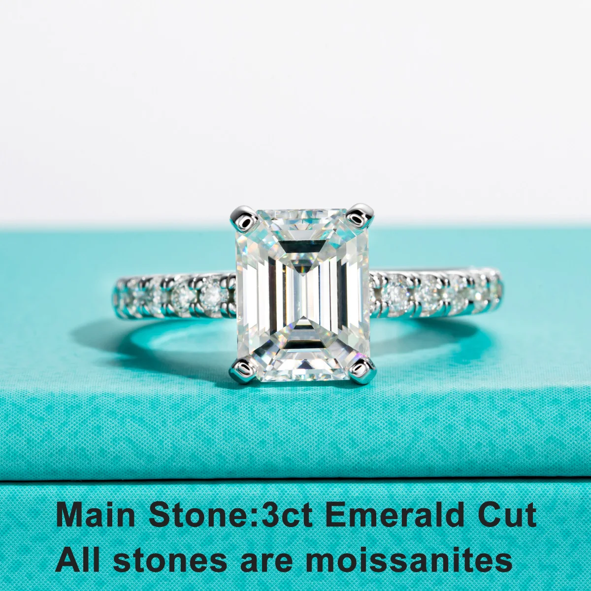 AnuJewel 3ct Smaragd Cut D Farbe Moissanite Verlobungsringe Für Frauen 925 Sterling Silber Luxus Hochzeit Ring Schmuck Großhandel