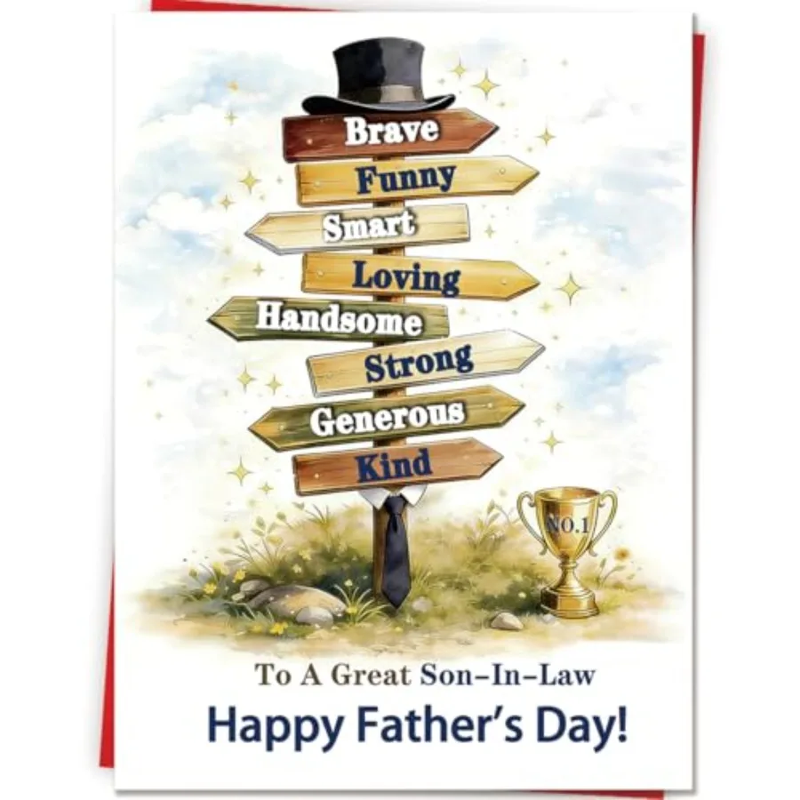 

Fathers Day Card Gifts for Son-in-law, Meaningful Direction Sign Design with Emotional Message, Unique Cards for Father's Day F