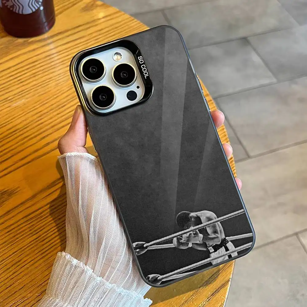 1pc Muhammad Ali Inspirational Boxing Legend Phone Case For iPhone17, 16,15,14,13,12 Pro Max Black Candy Matte Shockproof Cover