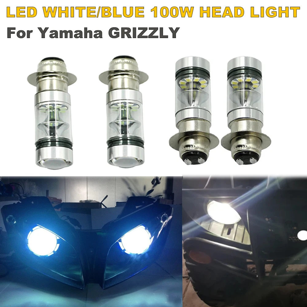 LED beyaz/mavi 100W kafa ışık farlar ampuller lamba için Yamaha Grizzly 660 400 450 350 125 YFZ350 YFZ450 RAPTOR 350 700 