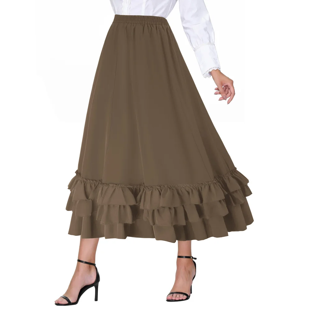 

BP Women's Gothic Bustle Skirt Vintage Retro Elastic Waist Length Adjustable Ruffles Y2K Punk Ladies Elegant Fashion Streetwear