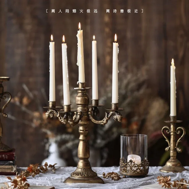 wholesale retro candlestick American ironwork candlestick household metal wedding romantic candlelight dinner decorations