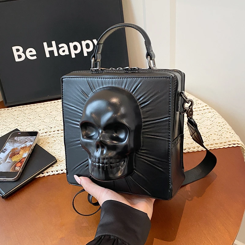 PU Solid Color Zipper Square Bags 2026 Halloween Creativity Personality Crossbody Bags High Quality Light Luxury Handbags