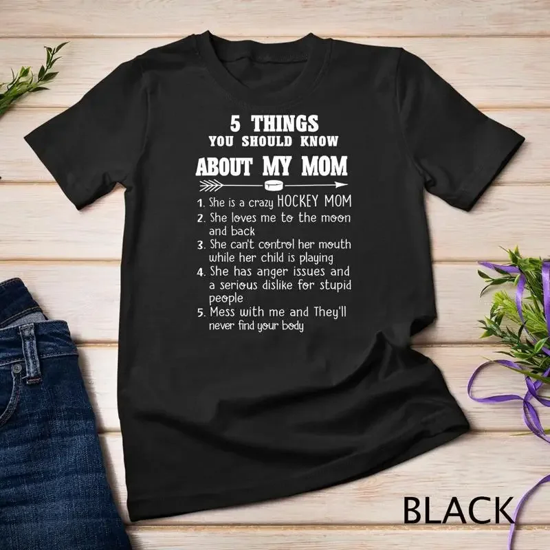 FAMILY 365 Hockey Mom Tee Things About My Hockey Mom Funny Unisex T shirt