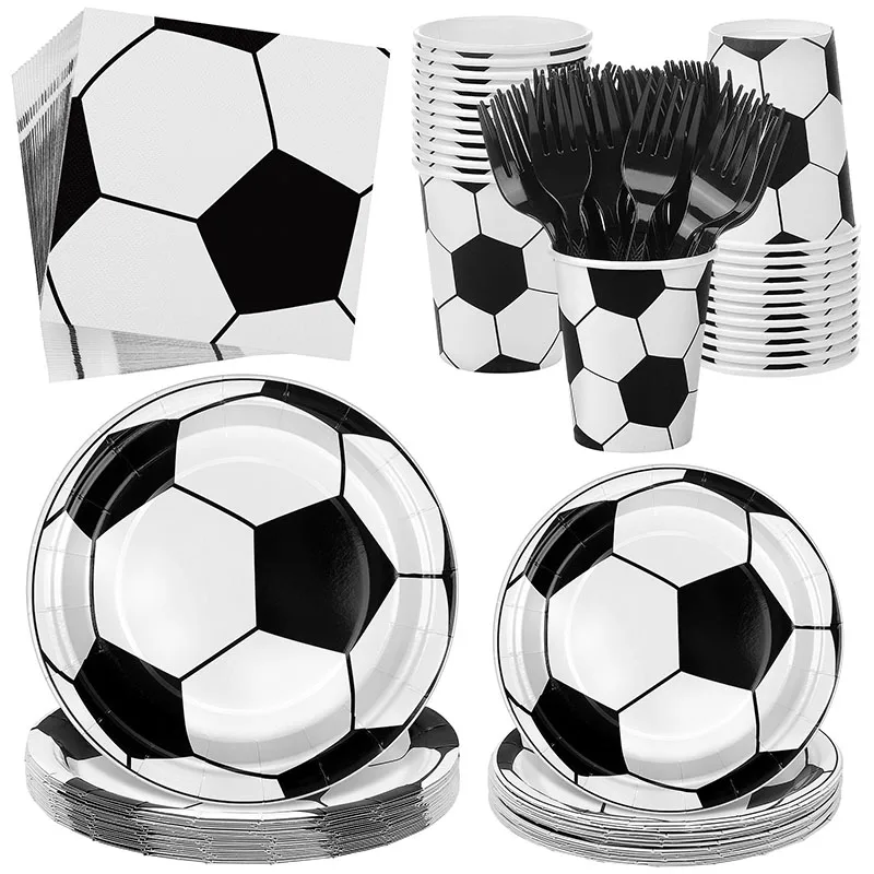 【セール中】サッカーパーティー使い捨て食器セット 紙皿 ナプキン カップ ストロー サッカー誕生日デコレーション用品