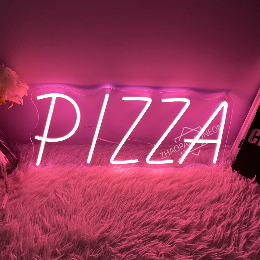 Pizza Neon Sign for Pizzeria Decor Pizza Shaped Neon Sign Pizza LED Neon Light for Restaurant Kitchen Store Wall Decor LED Lamp