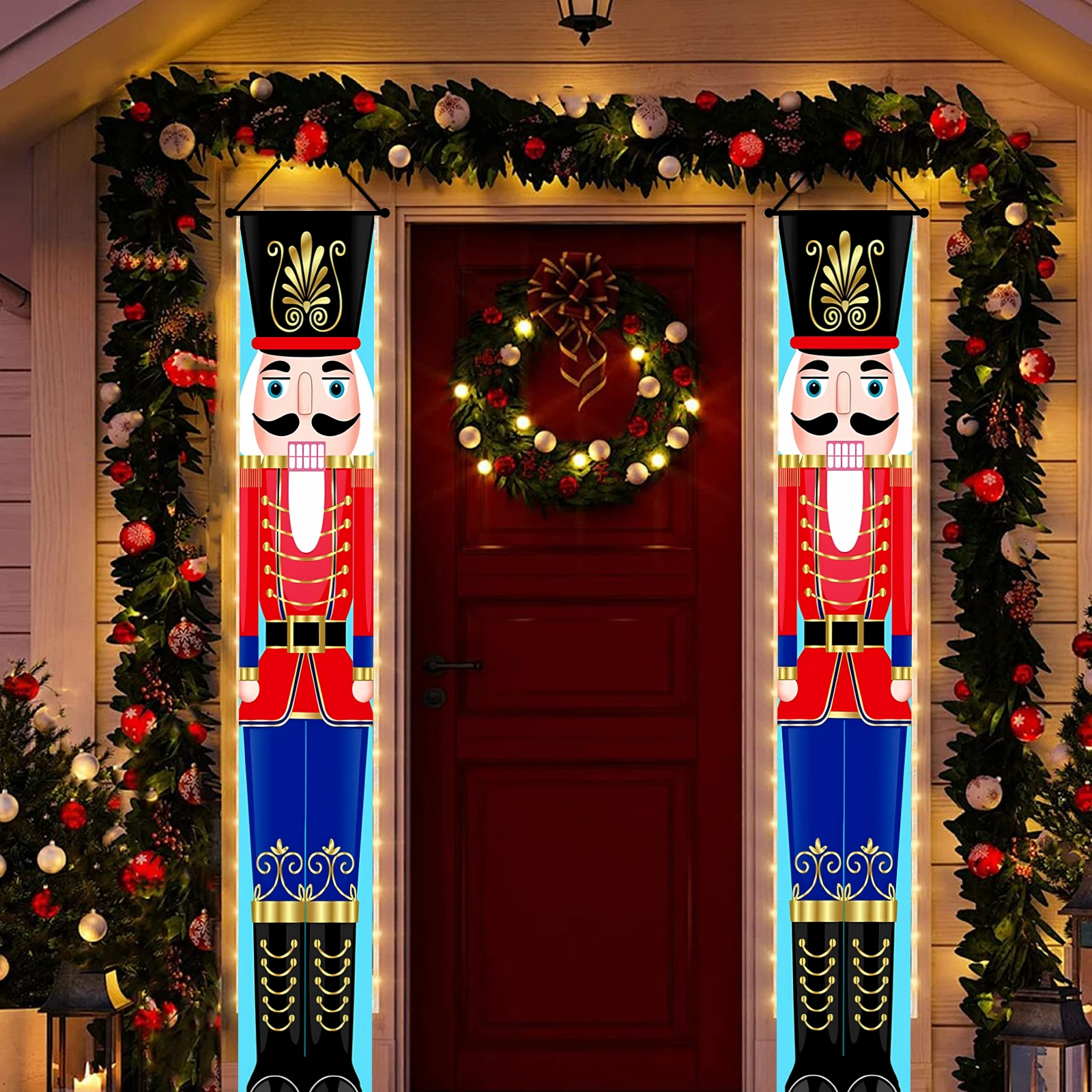 Nutcracker Banner Christmas Decorations，Welcome Sign for Porch Front Door Indoor Outdoor，Xmas Décor Indoor &Outdoor – Life Size