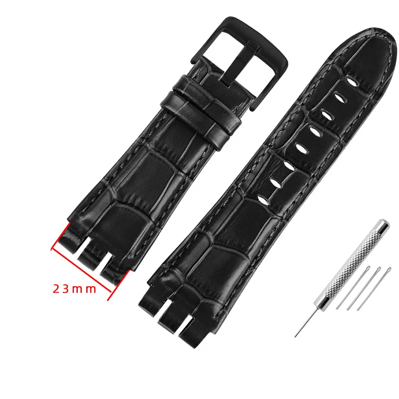 Calf cowhide Watchband 23mm For Swatch IRONY YOS440 449 401G 447 448 G Men Watch Strap Steel Clasp Bracelet With Tools Silicone