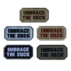 Embrace The Suck Embroidery Letters Patch Personalized Slogan Hook&loop Badge Live Free or Die Hard Camo Emblem for Uniforms DIY